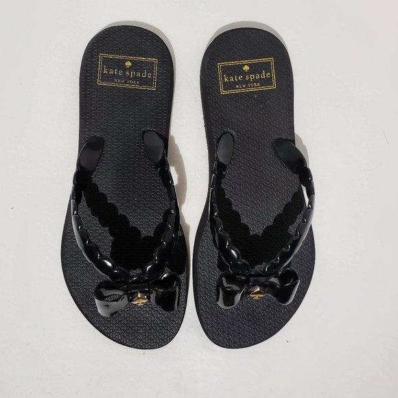 kate spade black bow flip flops